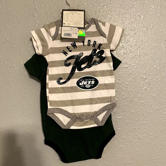 Newborn NY Jets Bodysuits NWT 0–3 Months – 2-Pack Short Sleeve NFL Baby Fan Gear - Picture 2 of 6